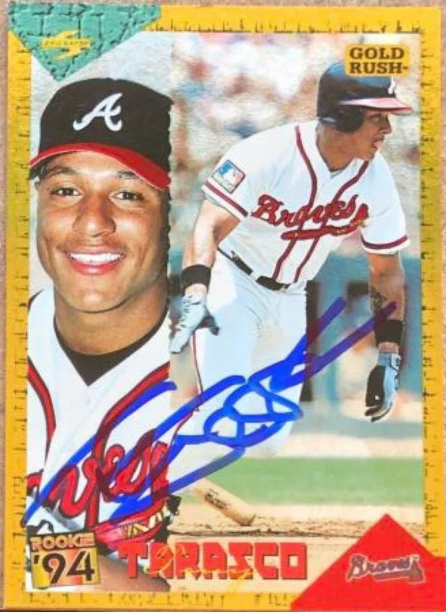 Tony Tarasco Signed 1994 Score Rookie & Traded Gold Rush Baseball Card - Atlanta Braves
