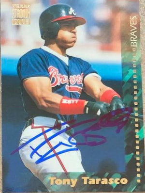 Tony Tarasco Signed 1994 Stadium Club Team Baseball Card - Atlanta Braves
