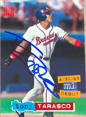 Tony Tarasco Signed 1994 Topps Stadium Club Baseball Card - Atlanta Braves - PastPros