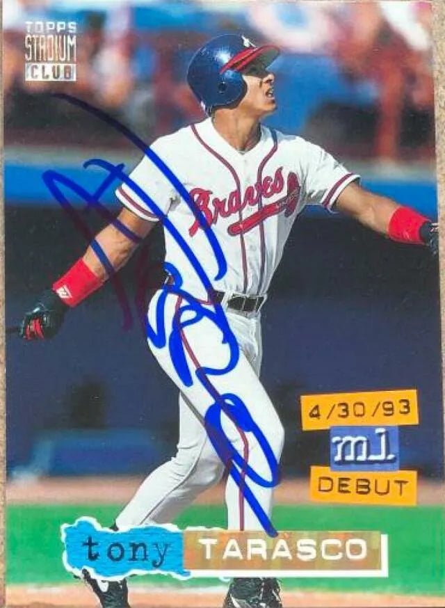 Tony Tarasco Signed 1994 Topps Stadium Club Golden Rainbow Baseball Card - Atlanta Braves