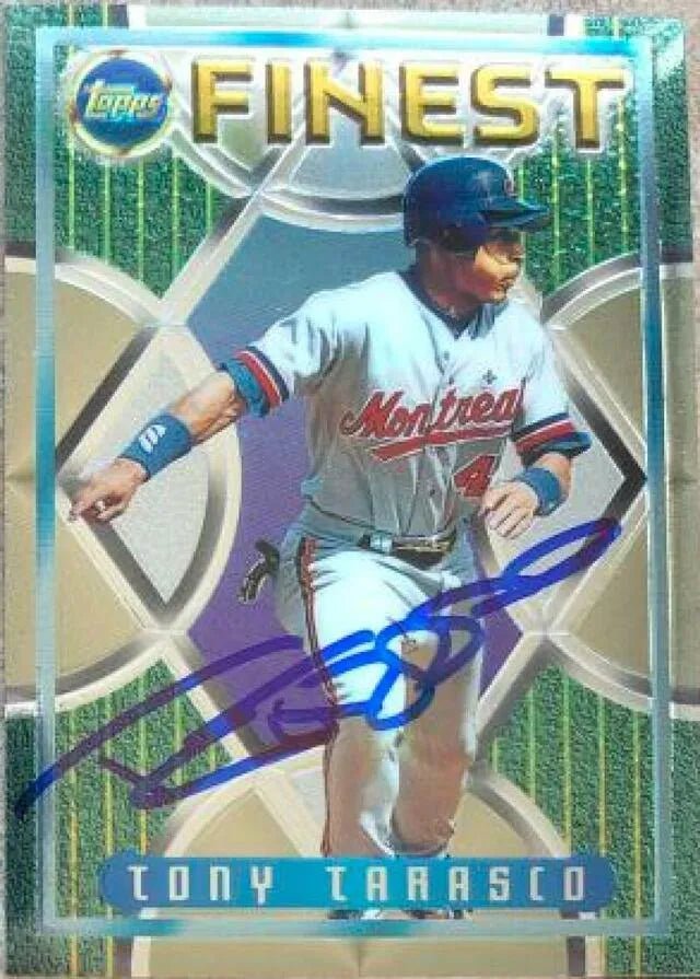 Tony Tarasco Signed 1995 Topps Finest Baseball Card - Montreal Expos