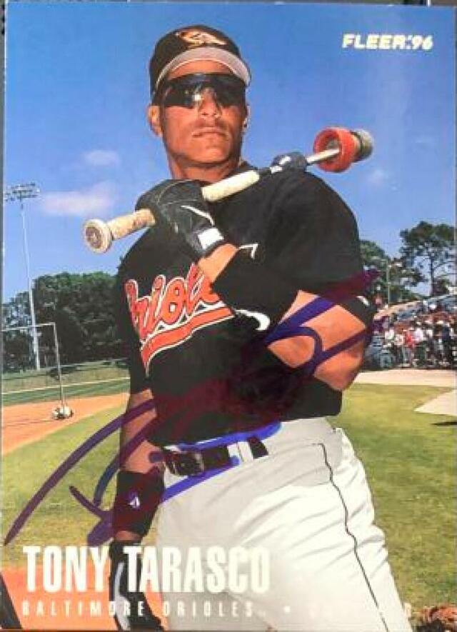 Tony Tarasco Signed 1996 Fleer Baseball Card - Baltimore Orioles - PastPros