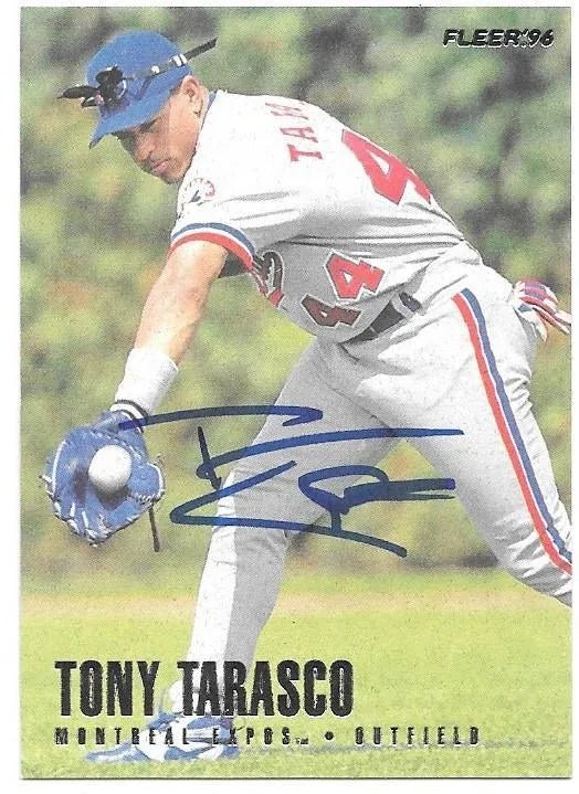 Tony Tarasco Signed 1996 Fleer Baseball Card -  Montreal Expos