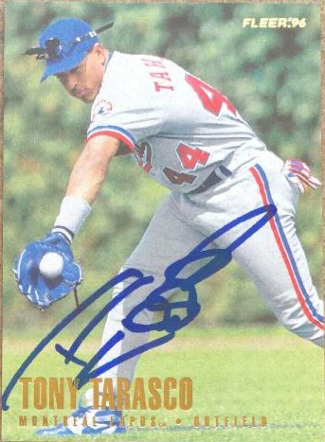 Tony Tarasco Signed 1996 Fleer Baseball Card - Montreal Expos - PastPros