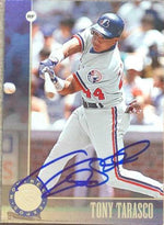 Tony Tarasco Signed 1996 Leaf Baseball Card - Montreal Expos - PastPros
