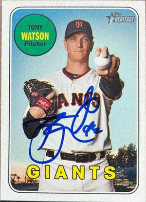 Tony Watson Signed 2018 Topps Heritage Baseball Card - San Francisco Giants - PastPros