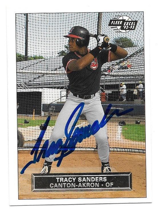 Tracy Sanders Signed 1992-93 Fleer Excel Baseball Card - Canton-Akron Indians - PastPros