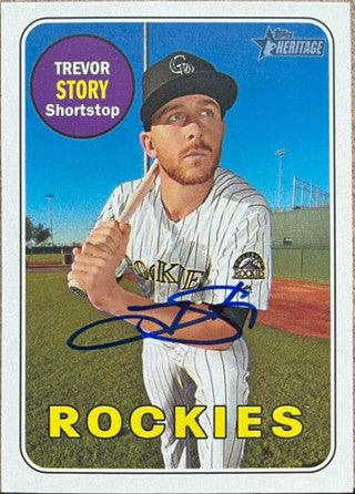 Trevor Story Signed 2018 Topps Heritage Baseball Card - Colorado Rockies - PastPros