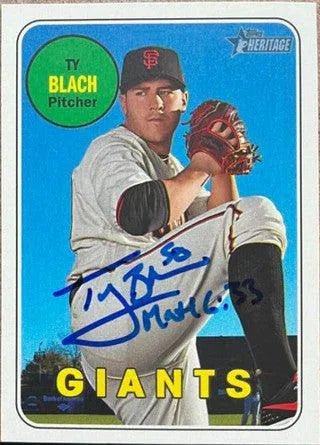 Ty Blach Signed 2018 Topps Heritage Baseball Card - San Francisco Giants