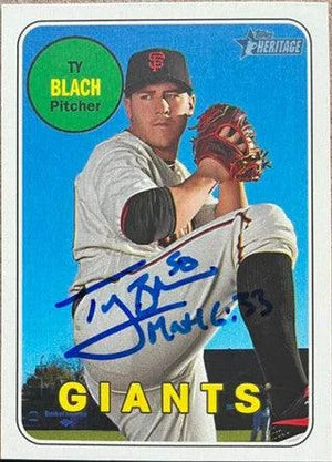 Ty Blach Signed 2018 Topps Heritage Baseball Card - San Francisco Giants - PastPros