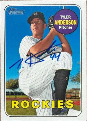 Tyler Anderson Signed 2018 Topps Heritage Baseball Card - Colorado Rockies - PastPros