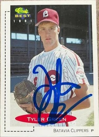 Tyler Green Signed 1991 Classic Best Baseball Card - Batavia Clippers