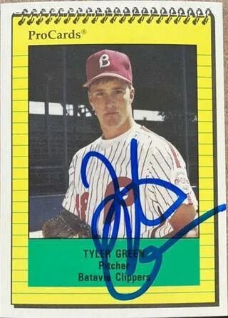 Tyler Green Signed 1991 Pro Cards Baseball Card - Batavia Clippers