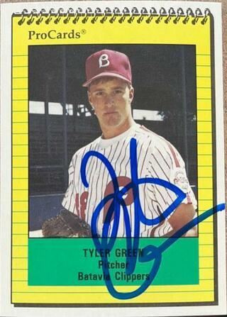 Tyler Green Signed 1991 Pro Cards Baseball Card - Batavia Clippers - PastPros