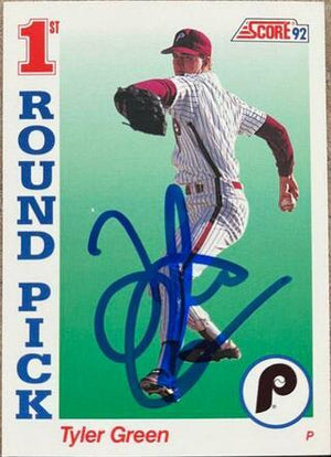 Tyler Green Signed 1992 Score Baseball Card - Philadelphia Phillies - PastPros