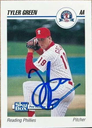 Tyler Green Signed 1992 Skybox AA Baseball Card - Reading Phillies