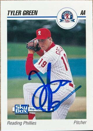 Tyler Green Signed 1992 Skybox AA Baseball Card - Reading Phillies - PastPros