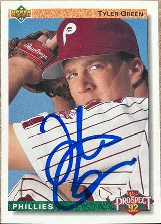 Tyler Green Signed 1992 Upper Deck Baseball Card - Philadelphia Phillies - PastPros