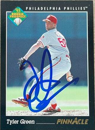 Tyler Green Signed 1993 Pinnacle Baseball Card - Philadelphia Phillies - PastPros