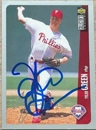 Tyler Green Signed 1996 Collector's Choice Silver Signature Baseball Card - Philadelphia Phillies - PastPros