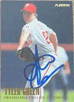 Tyler Green Signed 1996 Fleer Baseball Card - Philadelphia Phillies