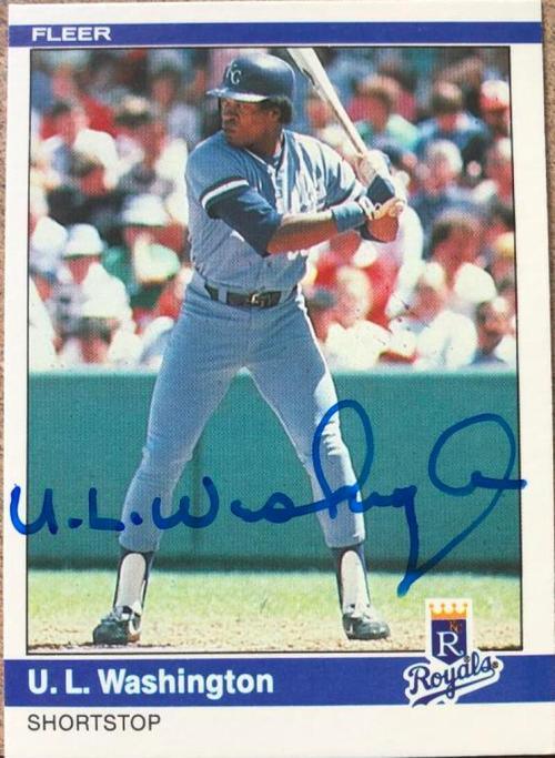 UL Washington Signed 1984 Fleer Baseball Card - Kansas City Royals - PastPros