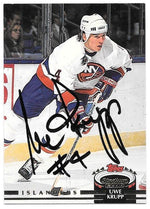 Uwe Krupp Signed 1992-93 Topps Stadium Club Hockey Card - New York Islanders - PastPros