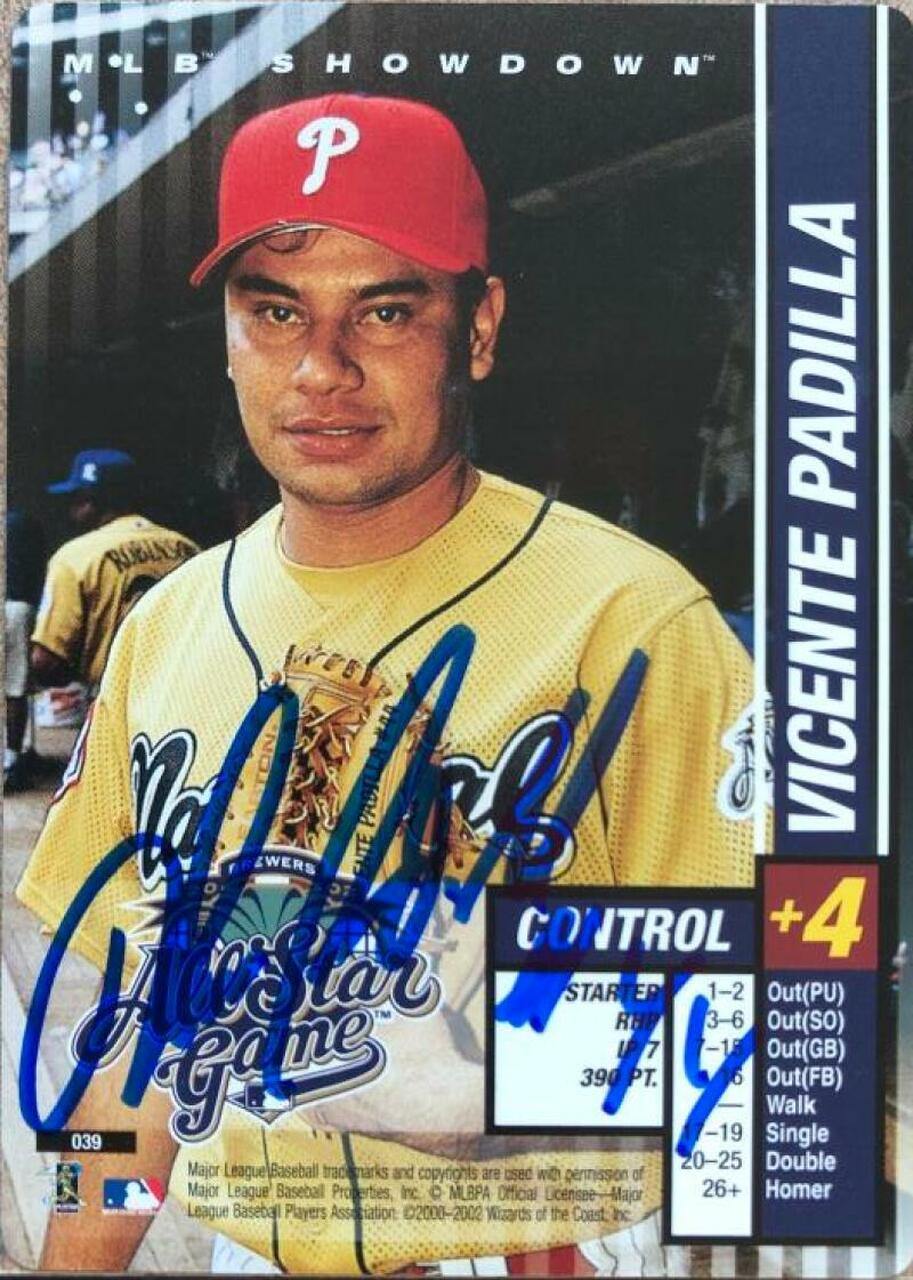 Vicente Padilla Signed 2001 MLB Showdown All-Star Game Baseball Card - Philadelphia Phillies - PastPros