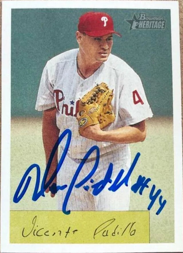 Vicente Padilla Signed 2002 Bowman Heritage Baseball Card - Philadelphia Phillies