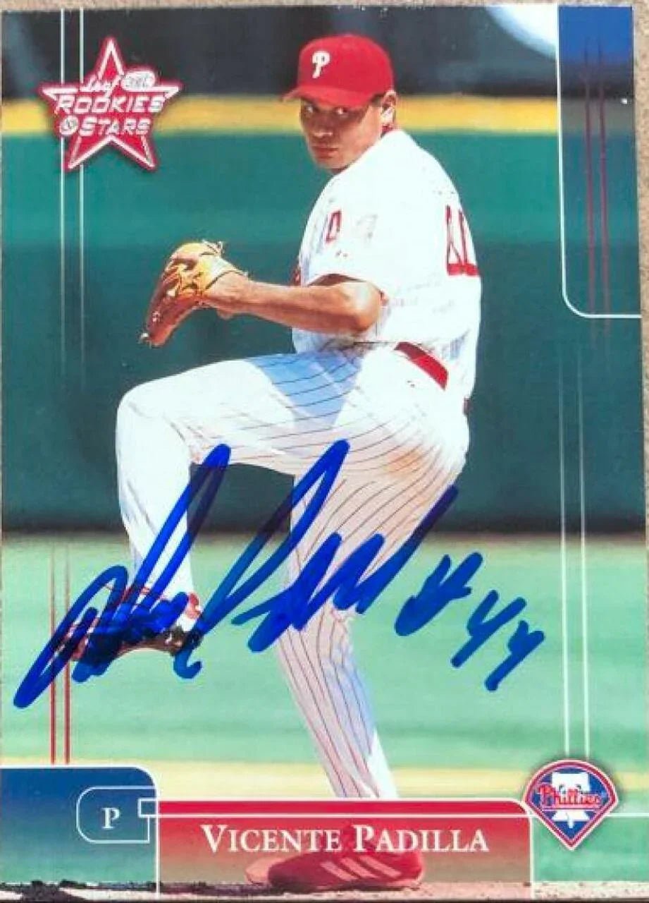 Vicente Padilla Signed 2002 Leaf Rookies & Stars Baseball Card - Philadelphia Phillies