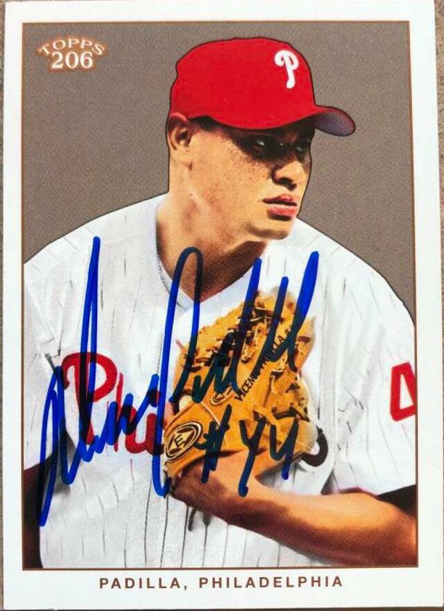 Vicente Padilla Signed 2002 Topps 206 Baseball Card - Philadelphia Phillies - PastPros