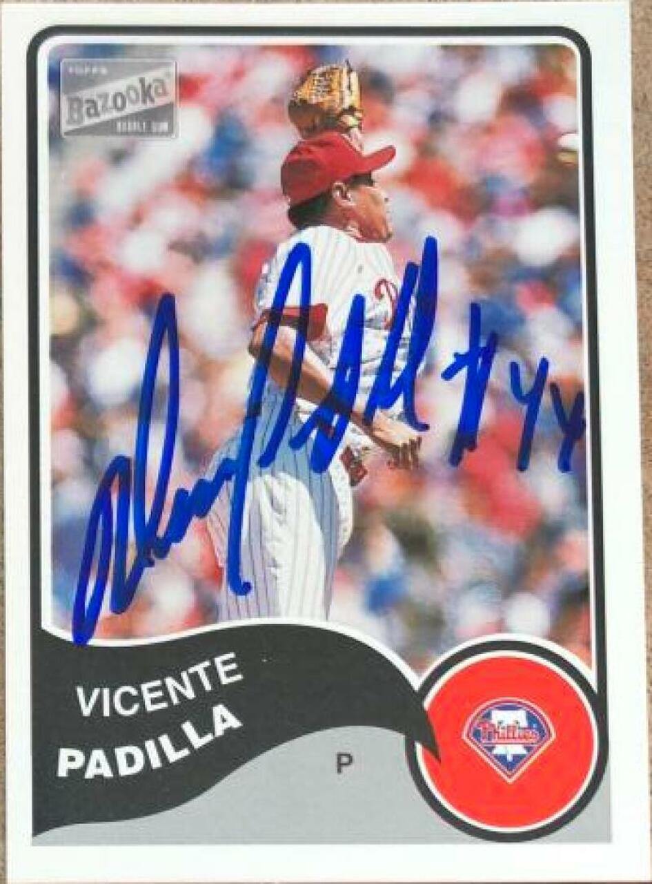 Vicente Padilla Signed 2003 Bazooka Baseball Card - Philadelphia Phillies - PastPros
