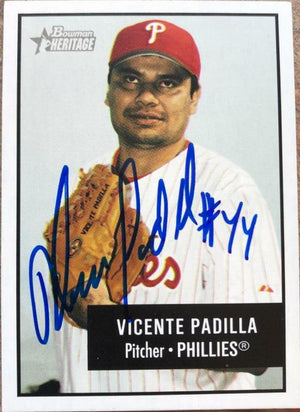 Vicente Padilla Signed 2003 Bowman Heritage Baseball Card - Philadelphia Phillies - PastPros