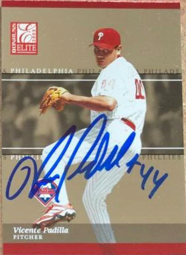 Vicente Padilla Signed 2003 Donruss Elite Baseball Card - Philadelphia Phillies
