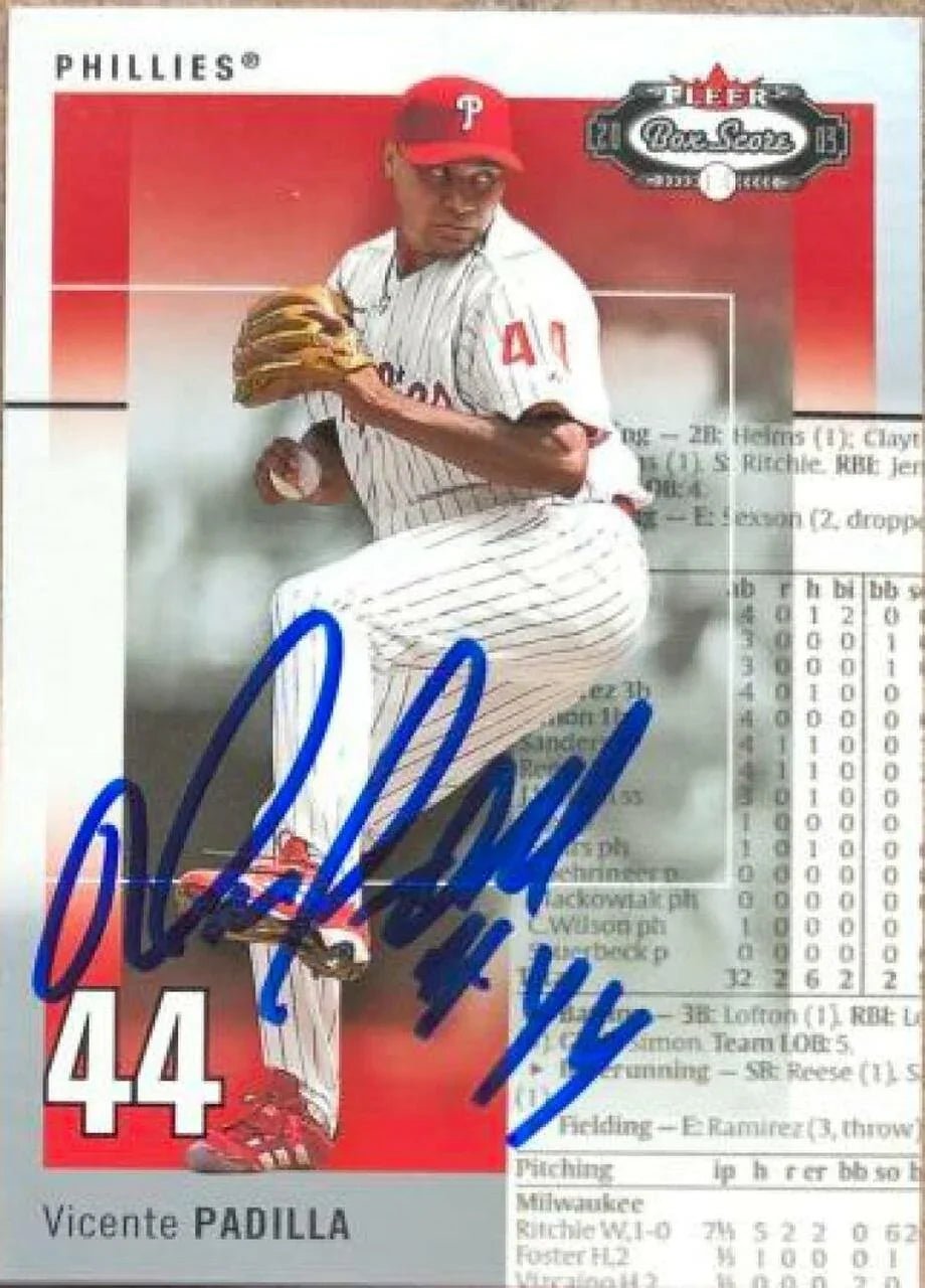 Vicente Padilla Signed 2003 Fleer Box Score Baseball Card - Philadelphia Phillies
