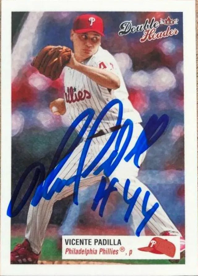 Vicente Padilla Signed 2003 Fleer Double Header Baseball Card - Philadelphia Phillies