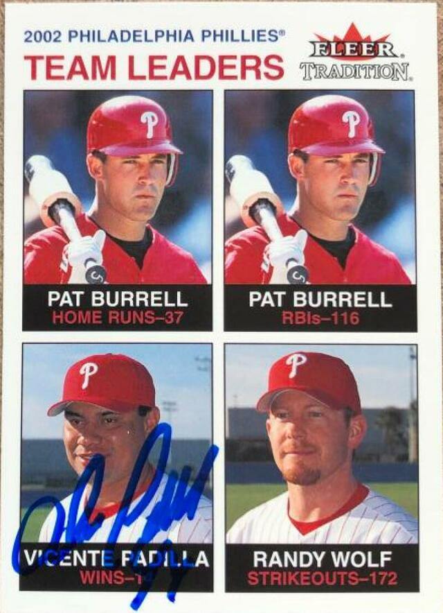 Vicente Padilla Signed 2003 Fleer Tradition Leaders Baseball Card - Philadelphia Phillies - PastPros