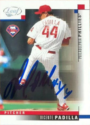 Vicente Padilla Signed 2003 Leaf Baseball Card - Philadelphia Phillies