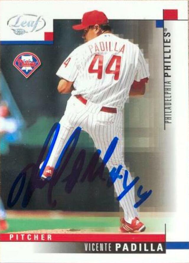 Vicente Padilla Signed 2003 Leaf Baseball Card - Philadelphia Phillies - PastPros