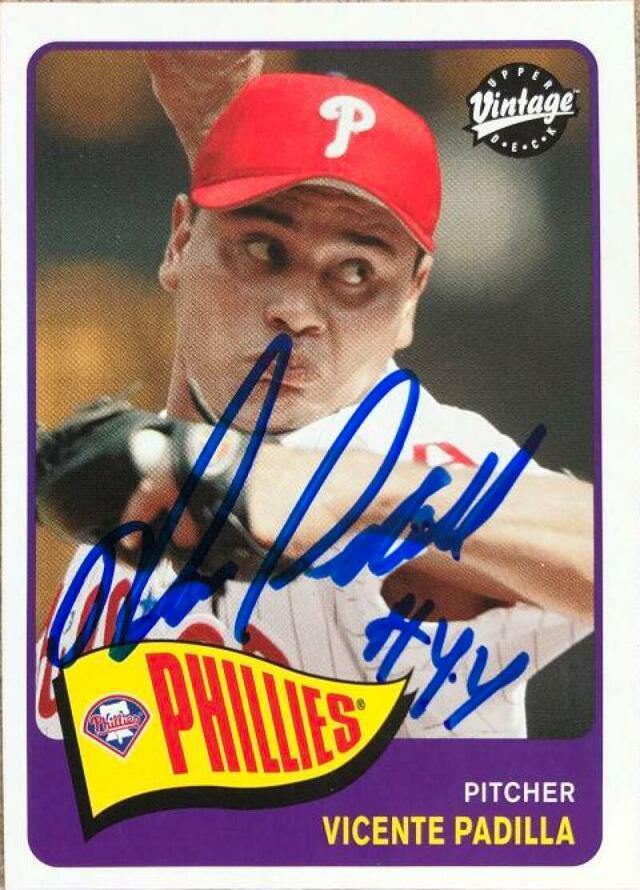 Vicente Padilla Signed 2003 Upper Deck Vintage Baseball Card - Philadelphia Phillies - PastPros