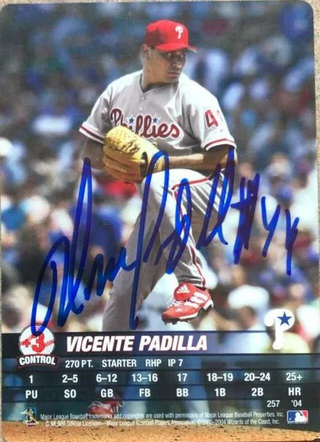 Vicente Padilla Signed 2004 MLB Showdown Baseball Card - Philadelphia Phillies