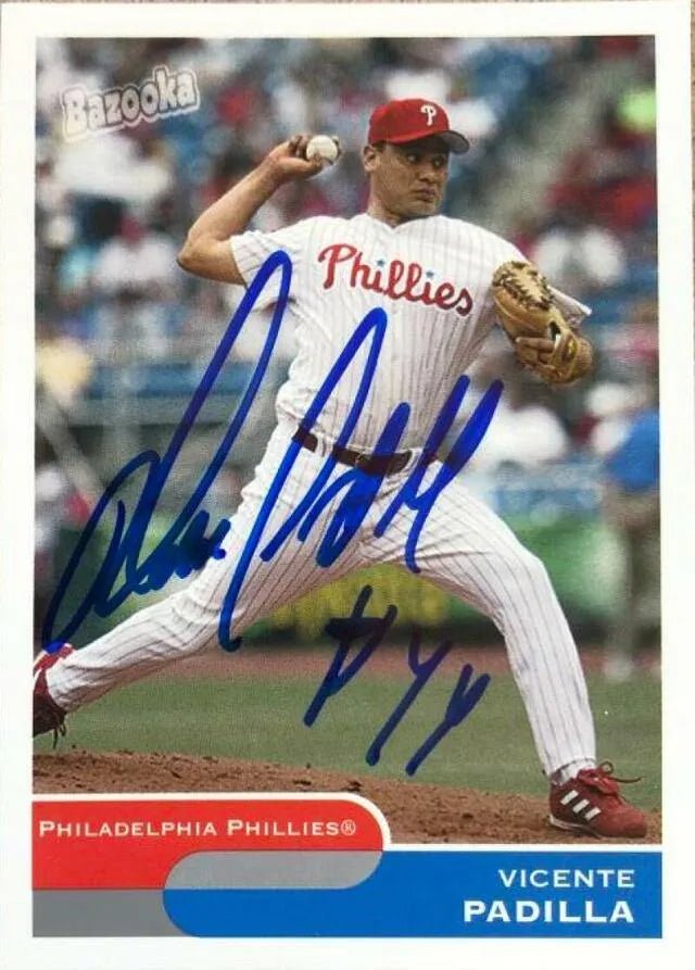 Vicente Padilla Signed 2004 Topps Bazooka Baseball Card - Philadelphia Phillies