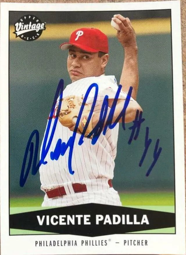 Vicente Padilla Signed 2004 Upper Deck Vintage Baseball Card - Philadelphia Phillies