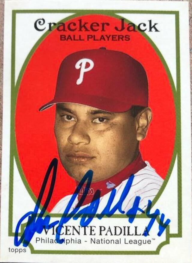 Vicente Padilla Signed 2005 Topps Cracker Jack Baseball Card - Philadelphia Phillies - PastPros