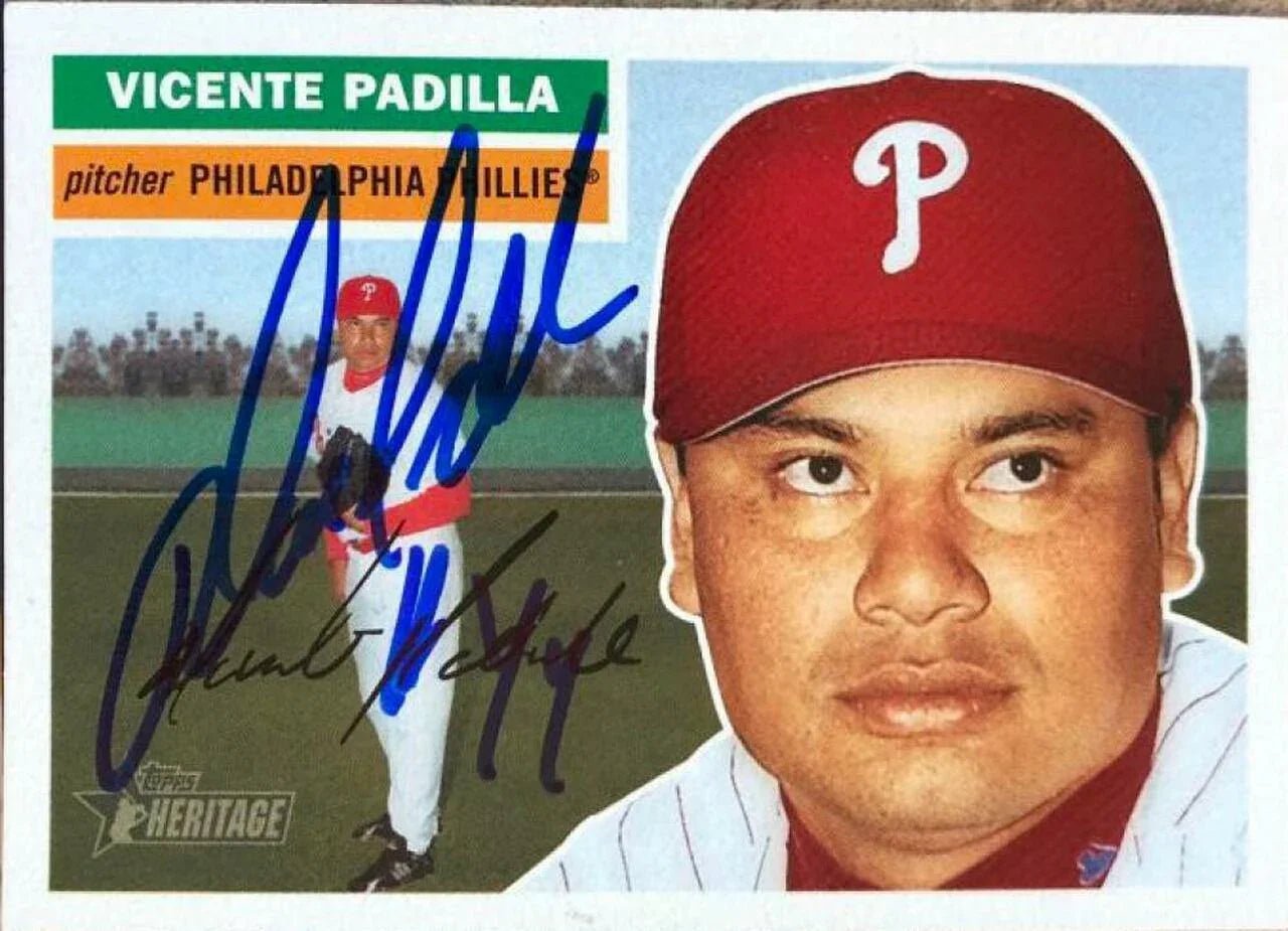 Vicente Padilla Signed 2005 Topps Heritage Baseball Card - Philadelphia Phillies