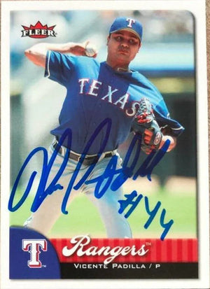 Vicente Padilla Signed 2007 Fleer Baseball Card - Texas Rangers