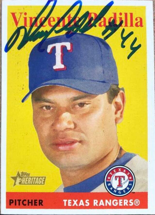 Vicente Padilla Signed 2007 Topps Heritage Baseball Card - Texas Rangers - PastPros