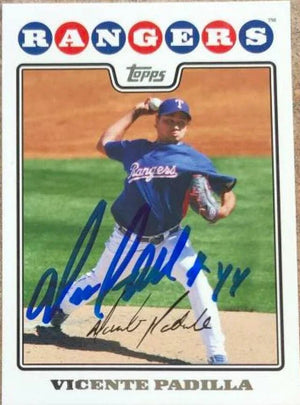 Vicente Padilla Signed 2008 Topps Baseball Card - Texas Rangers