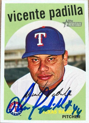 Vicente Padilla Signed 2008 Topps Heritage Baseball Card - Texas Rangers - PastPros