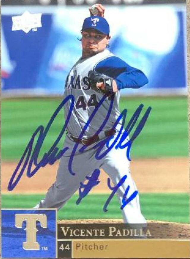 Vicente Padilla Signed 2009 Upper Deck Baseball Card - Texas Rangers - PastPros